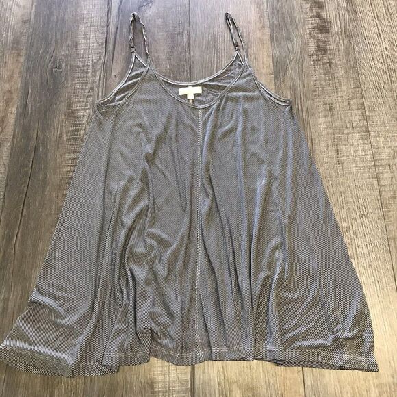 Cupio Womens Shirt Tank Large Top Black White Stripe Swing Tank Top Beach - Picture 5 of 8